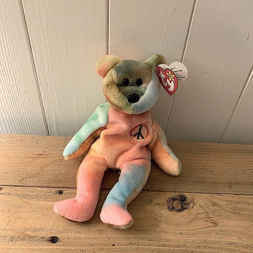 Peace Bear - RARE 1996 Collectable Vintage Beanie Baby with Tag VNTG EUC